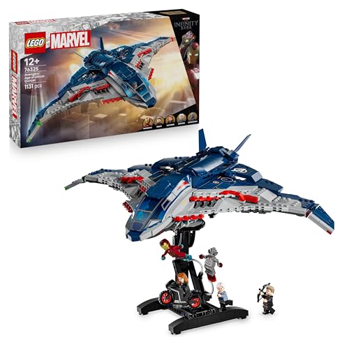 LEGO Marvel Avengers: Age of Ultron Quinjet – Superhelden Spielzeug Flugzeug mit Motorrad und 5 Minifiguren, darunter Iron Man, Black Widow und Ultron – Geschenk für Jungen ab 12 Jahren – 76325 von LEGO