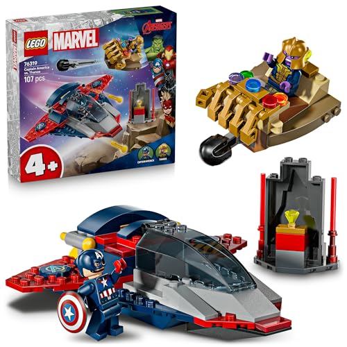 LEGO ǀ Marvel Captain America vs. Thanos - Kinder Spielzeug mit Minifiguren - Kreatives Geschenk für Jungen und Mädchen ab 4 Jahren - Superhelden Spielset zum Ausstellen und Sammeln - 76319 von LEGO