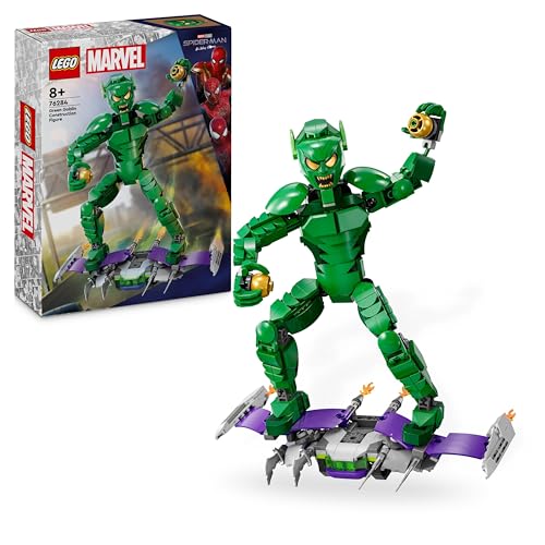 LEGO Marvel Green Goblin Baufigur, bewegliches Superschurken-Bauspielzeug für Kinder ab 8 Jahren, Jungen & Mädchen, Spider-Man Universum Set mit Gleiter & Kürbisbomben, Superhelden-Geschenkidee 76284 von LEGO