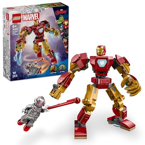 LEGO Marvel Iron Man Mech vs. Ultron - Superhelden Spielzeug mit 2 Minifiguren - Actionfigur mit beweglichen Armen, Beinen & Fingern - Geschenk für Jungen und Mädchen ab 6 Jahren 76307 von LEGO