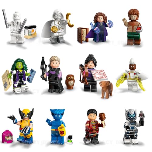 LEGO Marvel Serie 2 Minifiguren: komplettes Set mit 12 Minifiguren: Beast Wolverine Moon Knight Hawkeye - Enthält Kalender Man Capes - Superhelden 71039 von LEGO