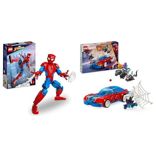 LEGO Marvel Spider-Man Figur, voll bewegliches Action-Spielzeug & Marvel Spider-Mans Rennauto & Venom Green Goblin, Spidey-Spielzeug LEGO Marvel Spider-Man Figur, voll bewegliches Action-Spielzeug & Marvel Spider-Mans Rennauto & Venom Green Goblin, Spidey-Spielzeug von LEGO