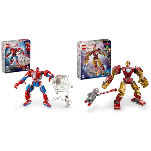 LEGO Marvel Spider-Man Mech gegen Anti-Venom + Iron Man Mech gegen Ultron Bundle Superheldenfigur Bauspielzeug für imaginative Rollenspiele 76308 + 76307 von LEGO