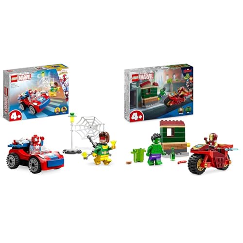 LEGO Marvel Iron Man mit Fahrrad und Hulk + Spider-Mans Auto und Doc Ock Bauspielzeug für Kinder ab 4 Jahren 76287 + 10789 LEGO Marvel Iron Man mit Fahrrad und Hulk + Spider-Mans Auto und Doc Ock Bauspielzeug für Kinder ab 4 Jahren 76287 + 10789 von LEGO