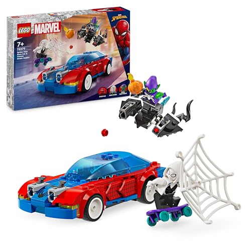 LEGO Marvel Spider-Mans Rennauto & Venom Green Goblin, Spidey-Spielzeug für Rollenspiele mit Superhelden-Figuren und baubarem Auto, Geschenk für Kinder, Jungs und Mädchen ab 7 Jahren 76279 von LEGO