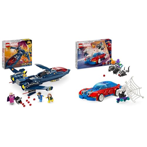 LEGO Marvel X-Jet der X-Men, Modell-Flugzeug zum Bauen mit Figuren & Marvel Spider-Mans Rennauto & Venom Green Goblin, Spidey-Spielzeug LEGO Marvel X-Jet der X-Men, Modell-Flugzeug zum Bauen mit Figuren & Marvel Spider-Mans Rennauto & Venom Green Goblin, Spidey-Spielzeug von LEGO