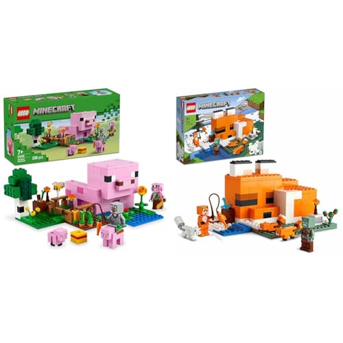 LEGO Minecraft Das Baby-Schweinhaus + Das Fuchs-Lodge-Haus Bundle Geburtstagsgeschenke für Kinder, Jungen und Mädchen 21268 + 21178 LEGO Minecraft Das Baby-Schweinhaus + Das Fuchs-Lodge-Haus Bundle Geburtstagsgeschenke für Kinder, Jungen und Mädchen 21268 + 21178 von LEGO