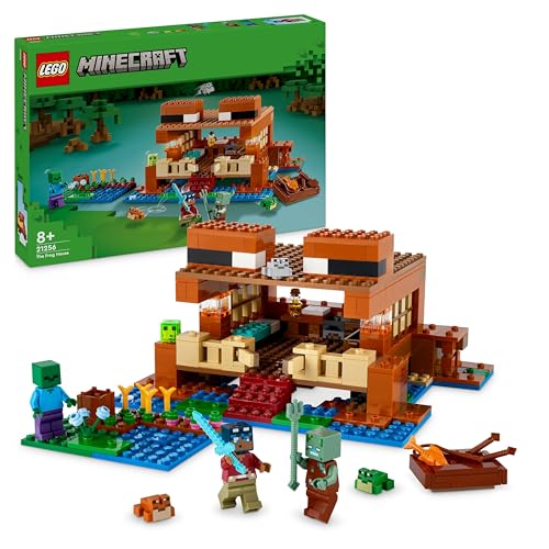 LEGO Minecraft Das Froschhaus, Spielzeug-Haus mit Figuren inkl. Zombie, Schleim und Ertrunkener, Plus Zubehör wie Spielzeug-Boot und Werkbank, Ostergeschenk für Jungs und Mädchen ab 8 Jahren 21256 von LEGO