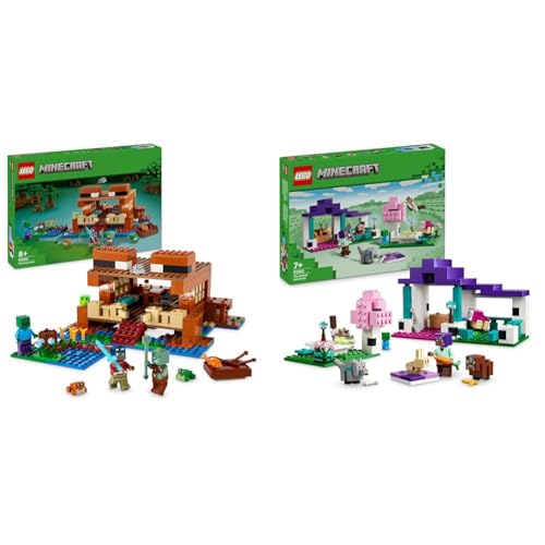LEGO Minecraft Das Froschhaus, Spielzeug-Haus mit Figuren inkl. Zombie & Minecraft Das Tierheim, Spielzeug mit vielen Tier-Figuren von LEGO
