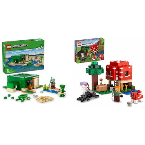 LEGO Minecraft Das Schildkrötenstrandhaus, Spielzeug-Haus mit Zubehör & Minecraft Das Pilzhaus, Spielzeug ab 8 Jahren LEGO Minecraft Das Schildkrötenstrandhaus, Spielzeug-Haus mit Zubehör & Minecraft Das Pilzhaus, Spielzeug ab 8 Jahren von LEGO