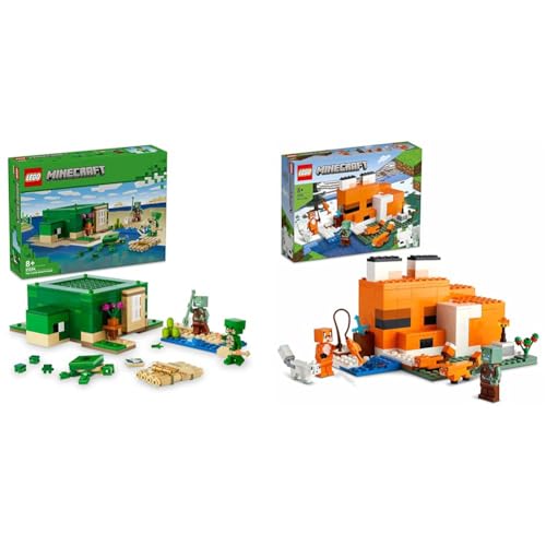 LEGO Minecraft Das Schildkrötenstrandhaus, Spielzeug-Haus & Minecraft Die Fuchs-Lodge, Spielzeug für Jungen und Mädchen ab 8 Jahren mit Figuren von ertrunkenem Zombie und Tieren, Kinderspielzeug 21178 LEGO Minecraft Das Schildkrötenstrandhaus, Spielzeug-Haus & Minecraft Die Fuchs-Lodge, Spielzeug für Jungen und Mädchen ab 8 Jahren mit Figuren von ertrunkenem Zombie und Tieren, Kinderspielzeug 21178 von LEGO