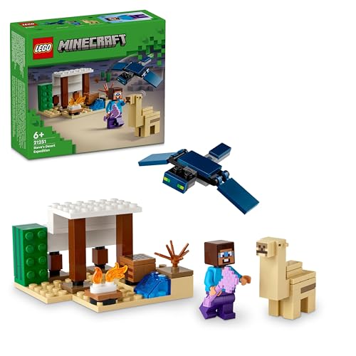 LEGO Minecraft Steves Wüstenexpedition, Set zum Videospiel für Jungs und Mädchen, Biom mit Steve, Haus, Figuren und Kamel-Spielzeug, Gamer-Geschenk für Kinder ab 6 Jahren 21251 von LEGO