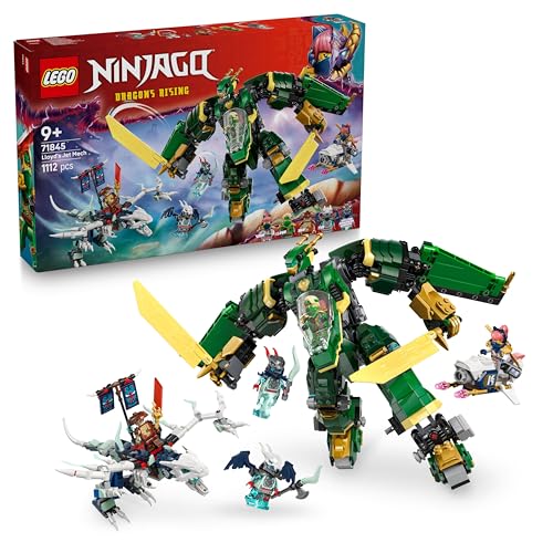 LEGO NINJAGO 2in1 Lloyds Jet-Mech - Spielzeug mit 5 Minifiguren, Drachen, Ausrüstung und fliegendem Motorrad - Geschenk für Jungen und Fans von Aufstieg der Drachen ab 9 Jahren 71845 von LEGO