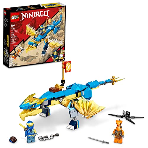 LEGO NINJAGO Jay’s Thunder Dragon EVO 71760 Playset Featuring a Posable Dragon Toy, NINJAGO Jay and a Snake Toy; Building Kit for Kids Aged 6+ (140 Pieces) von LEGO