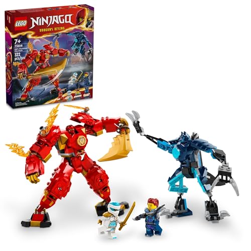 LEGO NINJAGO Kai's Elemental Fire Mech Actionfigur, Mini-Ninja-Spielzeug für Kinder mit anpassbarer roter Ninja-Figur plus Kai- und Zane-Minifiguren, Abenteuer-Set für Jungen und Mädchen ab 7 Jahren, von LEGO