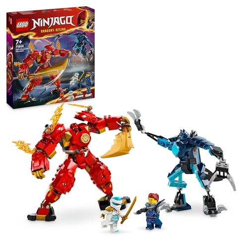 LEGO NINJAGO Kais Feuermech, Actionfiguren-Spielzeug für Kinder mit roter Mech-Figur zum Umgestalten, Ninja-Set mit 4 Figuren inkl. Kai und Zane, Geschenk für 7-jährige Jungs und Mädchen 71808 von LEGO