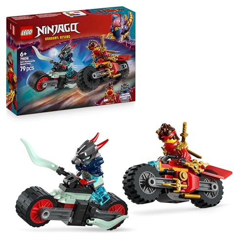 LEGO NINJAGO Kais Motorradrennen - Spielzeug mit 2 Ninja-Bikes und 2 Minifiguren - BAU- und Action-Set für Kinder - Kleines Geschenk für Jungen und Mädchen ab 6 Jahren - 71838 von LEGO