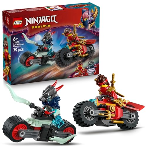 LEGO NINJAGO Kais Motorradrennen - Spielzeug mit 2 Ninja-Bikes und 2 Minifiguren - BAU- und Action-Set für Kinder - Kleines Geschenk für Jungen und Mädchen ab 6 Jahren - 71838 von LEGO