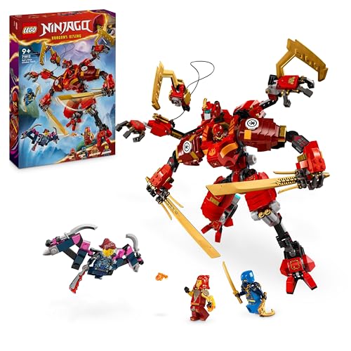 LEGO NINJAGO Kais Ninja-Kletter-Mech Set, Ninja-Spielzeug mit baubarer Actionfigur und 4 Mini-Figuren, Abenteuer-Set für Kinder, Geschenk zum Geburtstag für 9-jährige Jungs und Mädchen 71812 von LEGO