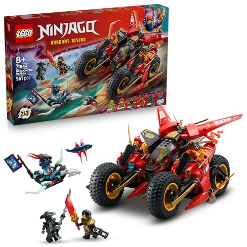 LEGO NINJAGO Ninja-Actionflitzer - 3-in-1-Spielzeug mit 2 Ninja-Bikes, 1 Jet und 6 Minifiguren, einschließlich Kai und Frak - Aufstieg der Drachen Geschenk für Jungen ab 8 Jahren - 71844 von LEGO