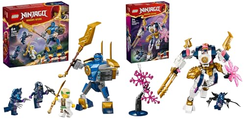 LEGO NINJAGO Soras Technikmech, Actionfiguren-Spielzeug für Kinder & NINJAGO Jay Battle Mech, Ninja-Spielzeug für Kinder mit Figuren LEGO NINJAGO Soras Technikmech, Actionfiguren-Spielzeug für Kinder & NINJAGO Jay Battle Mech, Ninja-Spielzeug für Kinder mit Figuren von LEGO