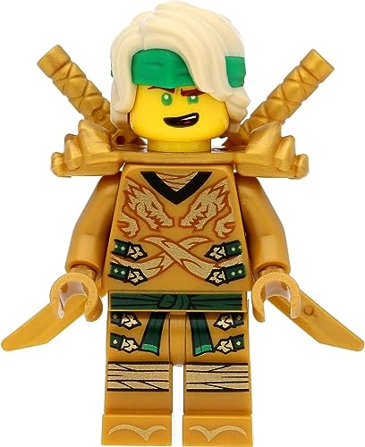 LEGO Ninjago Minifigur Lloyd (Goldener Ninja, gelber Kopf, Haarteil) mit Schulterrüstung und Schwertern von LEGO