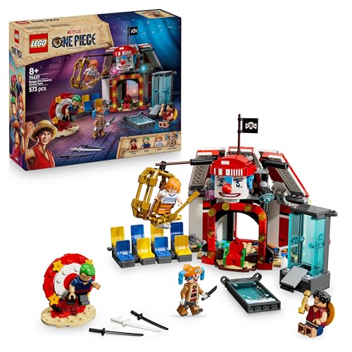 LEGO ONE Piece Zirkuszelt von Buggy dem Clown - Interaktives Spielzeug mit 4 Minifiguren - Ruffy, Nami & Zoro sowie 2 Steckbriefen - Kreatives Geschenk für Jungen, Mädchen & Fans ab 8 Jahren - 75637 von LEGO