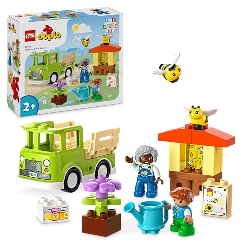 LEGO 10419 DUPLO Town Imkerei und Bienenstöcke, Lernspielzeug für Kleinkinder mit 2 Figuren und einem fahrbaren LKW, Set zum Bauen und Umbauen, Ostergeschenke für Kleinkinder ab 2 Jahren von LEGO