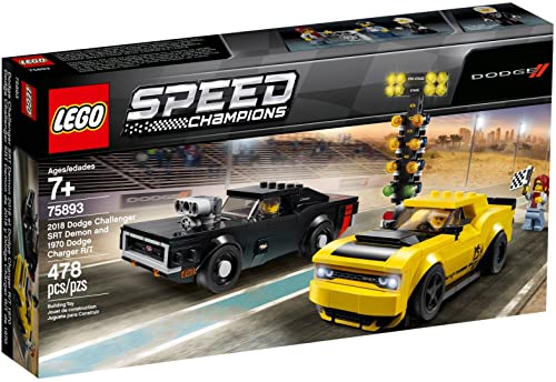 LEGO 75893 Speed Champions 2018 Dodge Challenger SRT Demon und 1970 Dodge Charger R/T Bauset, Rallyeauto, Spielfahrzeuge für Kinder von LEGO