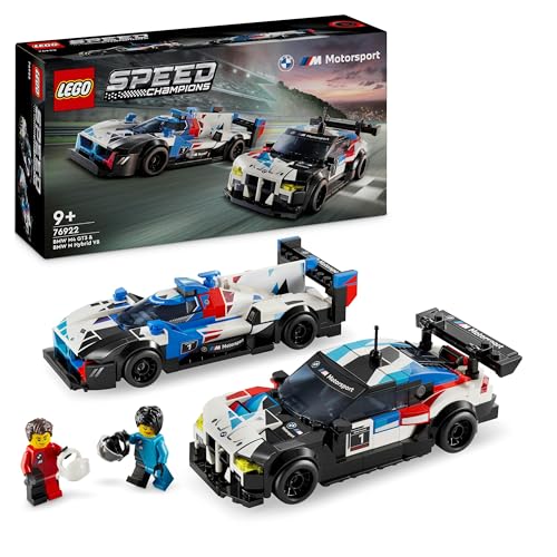 LEGO Speed Champions BMW M4 GT3 & BMW M Hybrid V8 Rennwagen Auto-Spielzeug mit 2 baubaren Modellautos und 2 Rennfahrer-Minifiguren, Geschenk für Jungs, Mädchen und Autofans ab 9 Jahren 76922 von LEGO
