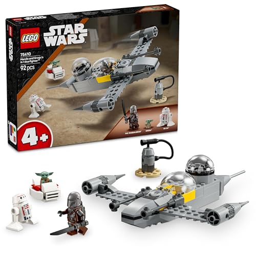 LEGO Star Wars 75410 Mandos und Grogus N-1 Starfighter Spielzeug mit The Mandalorian, Grogu & R5-D4 Minifiguren, inkl. baubare Zapfsäule, Sternenschiff Starterset für Jungen und Mädchen ab 4 Jahren von LEGO