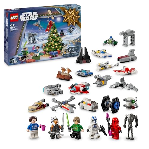 LEGO Star Wars Adventskalender 2024, 18 Mini-Modelle und 6 Charaktere zum Sammeln, Vorweihnachtsgeschenk für Jungen & Mädchen ab 6 Jahren, Bauspielzeug mit Minifiguren, Geschenk zu Weihnachten 75395 LEGO Star Wars Adventskalender 2024, 18 Mini-Modelle und 6 Charaktere zum Sammeln, Vorweihnachtsgeschenk für Jungen & Mädchen ab 6 Jahren, Bauspielzeug mit Minifiguren, Geschenk zu Weihnachten 75395 von LEGO