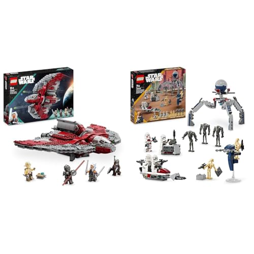LEGO Star Wars Ahsoka Tanos T-6 Jedi Shuttle Set, baubares Raumschiff-Spielzeug & Star Wars Clone Trooper & Battle Droid Battle Pack, Spielzeug von LEGO