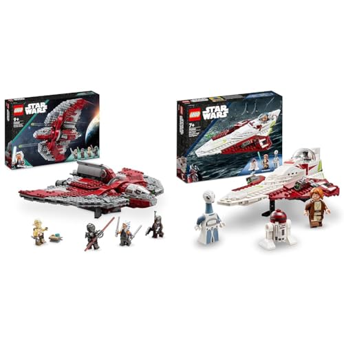 LEGO Star Wars Ahsoka Tanos T-6 Jedi Shuttle Set, baubares Raumschiff-Spielzeug & Star Wars Obi-Wan Kenobis Jedi Starfighter, Spielzeug zum Bauen mit Taun We von LEGO