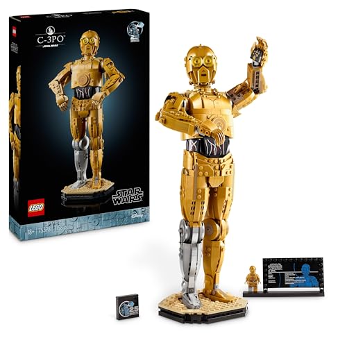 LEGO Star Wars 75398 C-3PO Figur – Sammler Modell für Erwachsene – mit Ständer, Infotafel und Minifigur zum Bauen, Spielen und Ausstellen – Geschenkidee für Fans von LEGO