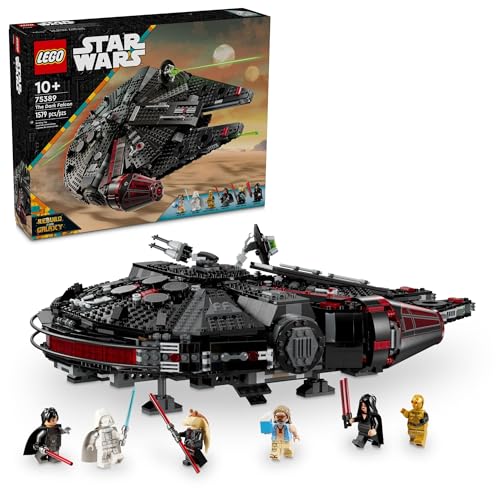 LEGO Star Wars Der dunkle Falke baubares Raumschiff, Star Wars Spielzeug-Fahrzeug-Set für Jungen und Mädchen, Sammlerstück Millenium Falcon Spielzeug mit 6 Star Wars Minifiguren, Geburtstagsgeschenk von LEGO