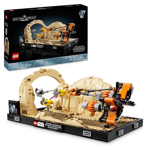 LEGO Star Wars Podrennen in Mos Espa – Diorama, Set für Erwachsene, Die dunkle Bedrohung Modellbausatz, enthält Anakin Skywalker's Podracer, Sammlerstück, Geschenke für Männer und Frauen 75380 von LEGO
