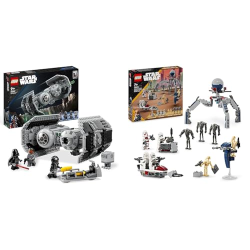 LEGO Star Wars TIE Bombe Modellbausatz mit Darth Vader Minifigur & Star Wars Clone Trooper & Battle Droid Battle Pack, Spielzeug für Kinder mit baubarem Speeder Bike von LEGO