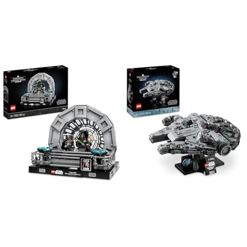 LEGO Star Wars Thronsaal des Imperators – Diorama, Rückkehr der Jedi-Ritter 40. Jubiläums Set & Star Wars Millennium Falcon, 25. Jahrestag Set für Erwachsene von LEGO