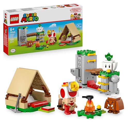 LEGO Super Mario Captain Toad-Camp- Interaktives Spielzeug mit 3 Figuren - Gumba, Zelt & einstürzender Brücke - Kinder Mitbringsel - Spielset - Gamer Geschenk für Jungen & Mädchen ab 6 Jahren - 72040 von LEGO