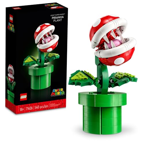 LEGO 71426 Super Mario Piranha-Pflanze Set, bewegliche Figur mit Pfeife und 2 Münzelementen, Modellbausatz für Erwachsene zum Bauen, Schlafzimmer-Deko, Geschenk für Männer, Frauen und Jugendliche von LEGO