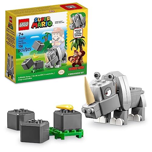 LEGO Super Mario Rambi Das Nashorn Erweiterungsset 71420, vom Spiel inspiriertes Bauspielzeug-Set zum Kombinieren mit einem Starterkurs, dieses Sammlerstück Super Mario Bros Spielzeug ist ein tolles von LEGO