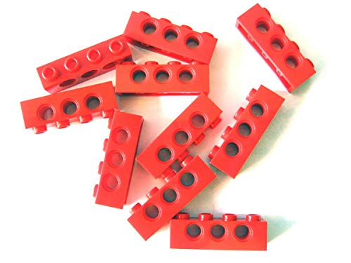 LEGO TECHNIC - 10 Technik - Lochsteine / Lochstangen mit 1x4 Noppen in rot von LEGO