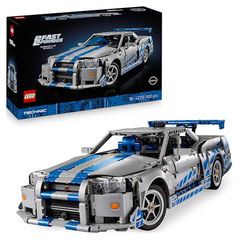 LEGO Technic 2 Fast 2 Furious Nissan Skyline GT-R R34 Automodell-Bauset für Erwachsene - mit Driftfunktion, Lenkung, Federung und 6-Zylinder-Motor - Sammlergeschenk für Fans - 42110 LEGO Technic 2 Fast 2 Furious Nissan Skyline GT-R R34 Automodell-Bauset für Erwachsene - mit Driftfunktion, Lenkung, Federung und 6-Zylinder-Motor - Sammlergeschenk für Fans - 42110 von LEGO