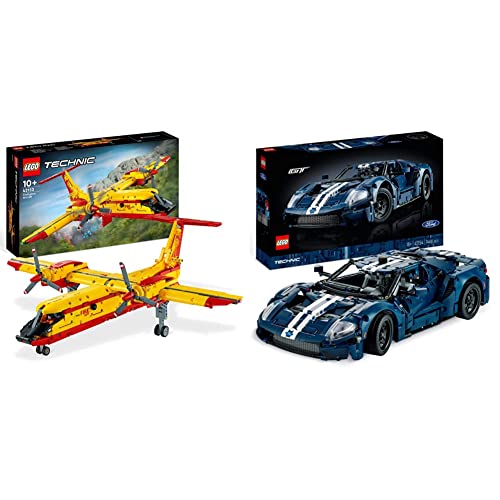 LEGO Technic 42152 Löschflugzeug Feuerwehr-Flugzeug-Spielzeug als Geschenk-Idee für Kinder ab 10 Jahre & 42154 Technic Ford GT 2022 Auto-Modellbausatz für Erwachsene von LEGO