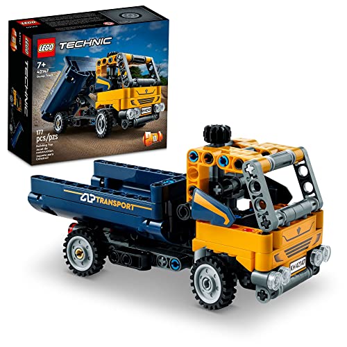 LEGO Technic Dump Truck 42147, 2in1 Spielzeugset, Baufahrzeugmodell zum Bagger, Ingenieurspielzeug, Geschenk für Kinder, Jungen, Mädchen ab 7 Jahren von LEGO