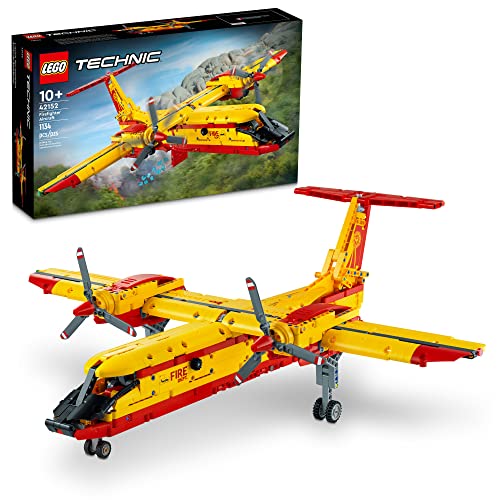 LEGO Technic Feuerwehr-Flugzeug Bauspielzeug, Modellflugzeug-Set 42152, mit authentischen Feuerrettungsdetails, technischer Feuerwehrflugzeugspaß für Jungen, Mädchen und Kinder ab 10 Jahren, von LEGO