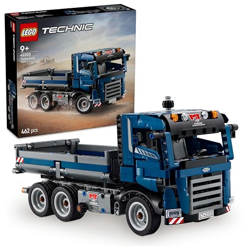 LEGO Technic Kipplaster Spielzeug mit Lenkung und beweglicher Kippmulde - blaues Baufahrzeug - Geschenkidee zum Geburtstag oder für die Feiertage - Bauset für Jungen und Mädchen ab 9 Jahren 42203 von LEGO