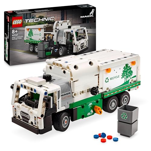 LEGO Technic Mack LR Electric Müllwagen, Müllauto-Modell für Recycling-Rollenspiele, Baubares LKW-Spielzeug für Kinder, Auto-Geschenk für Jungs und Mädchen ab 8 Jahren, die Fahrzeuge lieben 42167 von LEGO