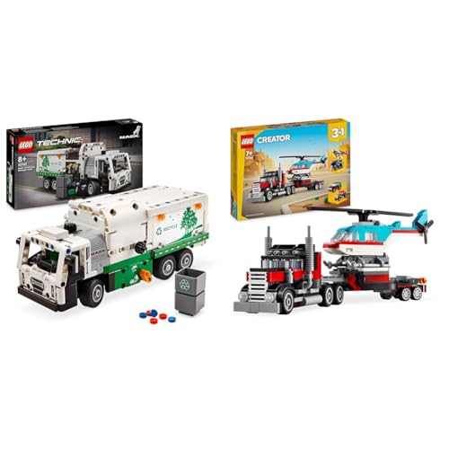 LEGO Technic Mack LR Electric Müllwagen, Müllauto-Modell für Recycling-Rollenspiele & Creator 3in1 Tieflader mit Hubschrauber, Fahrzeuge-Set mit Helikopter- und LKW-Spielzeug LEGO Technic Mack LR Electric Müllwagen, Müllauto-Modell für Recycling-Rollenspiele & Creator 3in1 Tieflader mit Hubschrauber, Fahrzeuge-Set mit Helikopter- und LKW-Spielzeug von LEGO